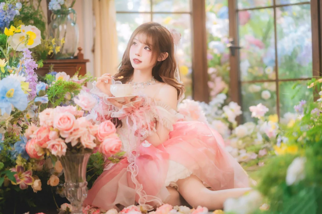 图片[1] - 花房绮梦-粉裙少女的下午茶时光 - 二次元星球